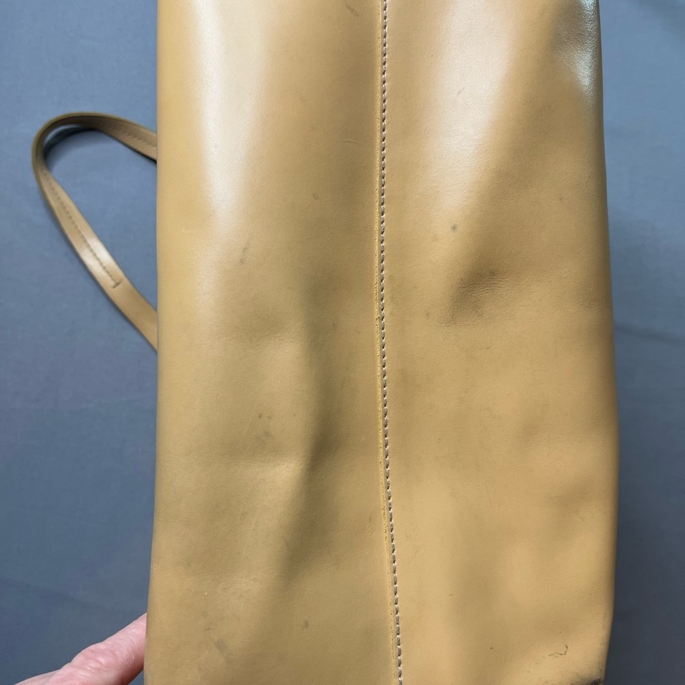 J.Crew Natural Leather Tote Bag Brown Patina Well Loved - Picture 6 of 13